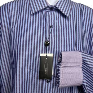 Quieti Men's 100% Cotton Purple Blue Geometric button down XXL NWT $110